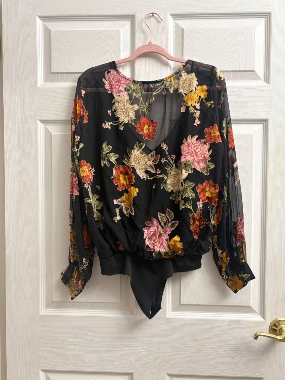 Women's ASTR The Label Black Floral Wrap New Bodysuit - Picture 5 of 7